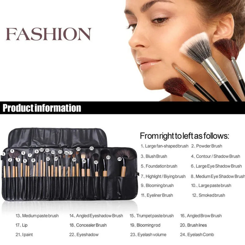 24-Piece Professional Makeup Brush Set with PU Gift Bag – Soft Fiber Brushes for Foundation, Eyeshadow, Eyebrows & Face Makeup | Beauty Tools for Women – Dubai, USA, UK, Canada, Australia