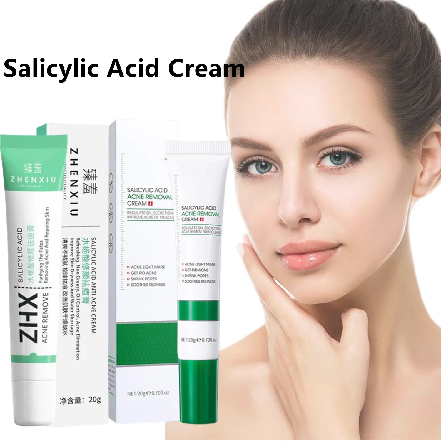 Salicylic Acid Shrink Pore Cream Elimination Large Pores Remove Blackehead Face Smooth Repairing Skin Care Product