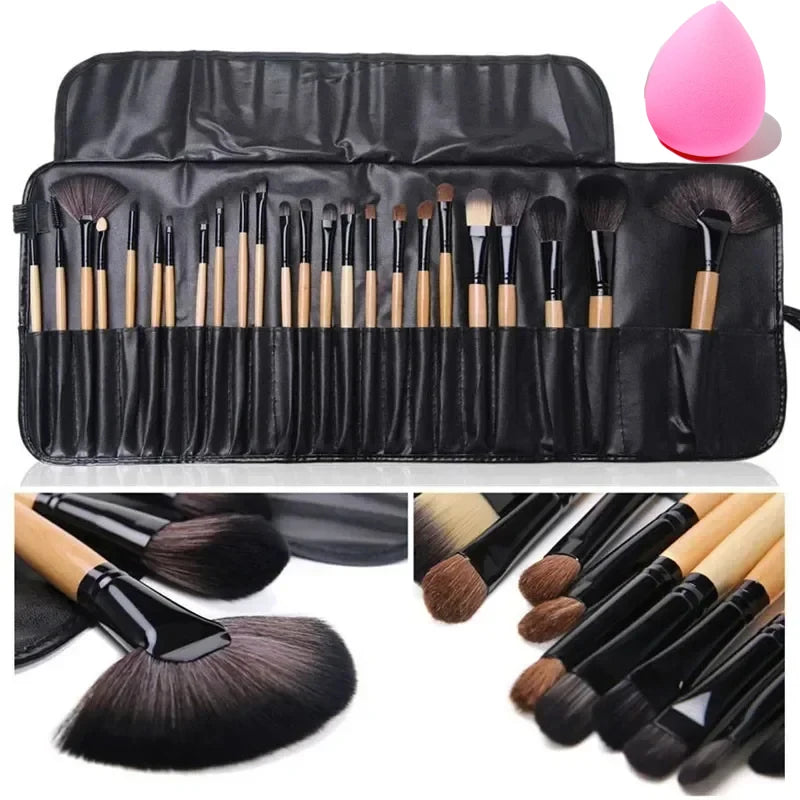 24-Piece Professional Makeup Brush Set with PU Gift Bag – Soft Fiber Brushes for Foundation, Eyeshadow, Eyebrows & Face Makeup | Beauty Tools for Women – Dubai, USA, UK, Canada, Australia