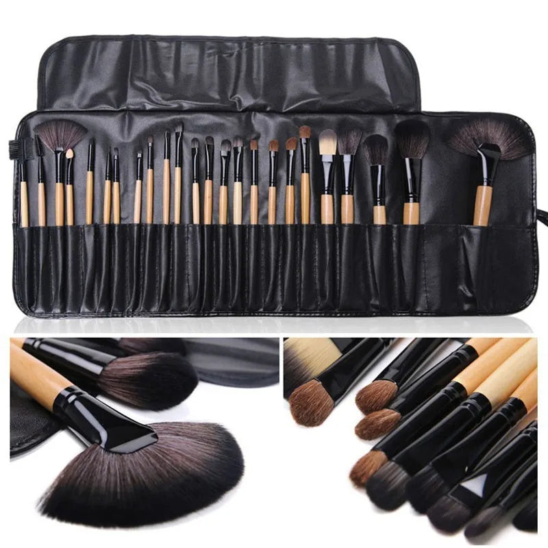 24-Piece Professional Makeup Brush Set with PU Gift Bag – Soft Fiber Brushes for Foundation, Eyeshadow, Eyebrows & Face Makeup | Beauty Tools for Women – Dubai, USA, UK, Canada, Australia
